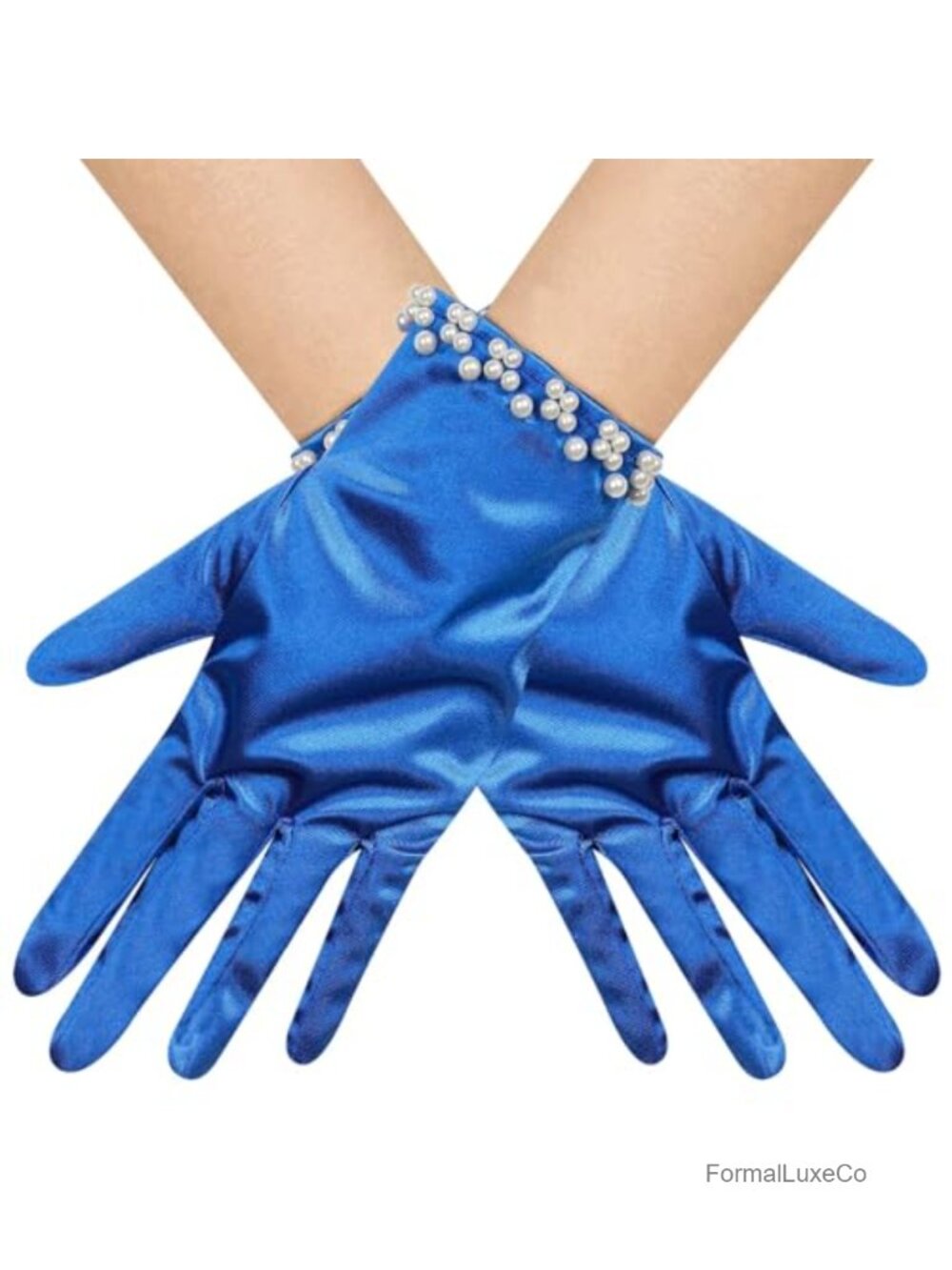 Satin Pearl Wrist Length Short Gloves Wedding Bridal Opera Party